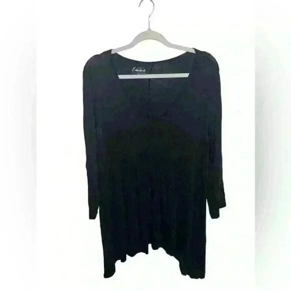 Simply Emma Ladies Plus Knit Top Black Size 1X  Pleated Asymmetrical - Picture 1 of 6